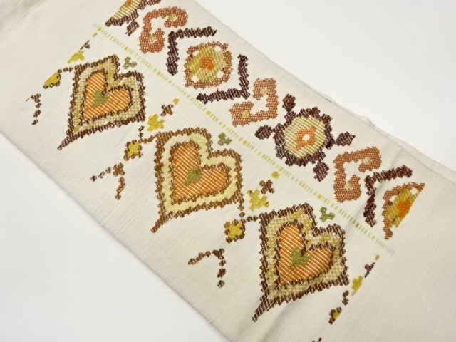 JAPANESE NAGOYA OBI / TSUMUGI / WOVEN GEOMETRIC